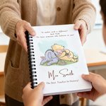 Personalized Classic Winnie the Pooh Spiral A5 Notebook with Text Title and Surname Christmas Birthday Gift for Teachers