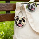 Personalised Embroidered Pet Face Photo Design Bag Tag Keychain Cute Accessory Birthday Christmas Gift for Pet Owners Lovers