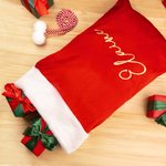 Personalisierte große Kapazität Samt Santa Sack mit Pom Pom Weihnachten Geschenk Tasche mit Namen Geschenk für Kinder Familie