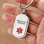 Personalisierte Identifikation medizinisches Alarmsymbol ID Tag Schlüsselanhänger mit persönlichen Informationen Notfall Überleben Geburtstag Geschenk für Freunde Familie