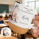 Personalized Classic Winnie the Pooh 13 oz Ceramic Coffee Mug with Cork Bottom and Title & Surname Teacher's Day Birthday Gift for Teacher