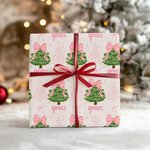 Personalisierte Coquette Bogen rosa Weihnachtsbaum Geschenkpapier mit Namen Geschenk Dekoration Weihnachten Party Favors für Mädchen