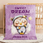 Personalized Stars Moons Clouds Sweet Dream Cartoon Animals Soft Throw Blanket with Name Home Decor Birthday Christmas Gift for Kids