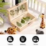 Personalized Cartoon Jungle Animals Wooden Memory Storage Box with Name and Text Birthday Baby Shower Gift for Newborn Parent
