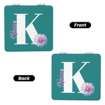 Personalised Birth Flower Double-Sided 1X 2X PU Leather Makeup Mirror with Initial and Name Birthday Wedding Anniversary Gift for Women Girls