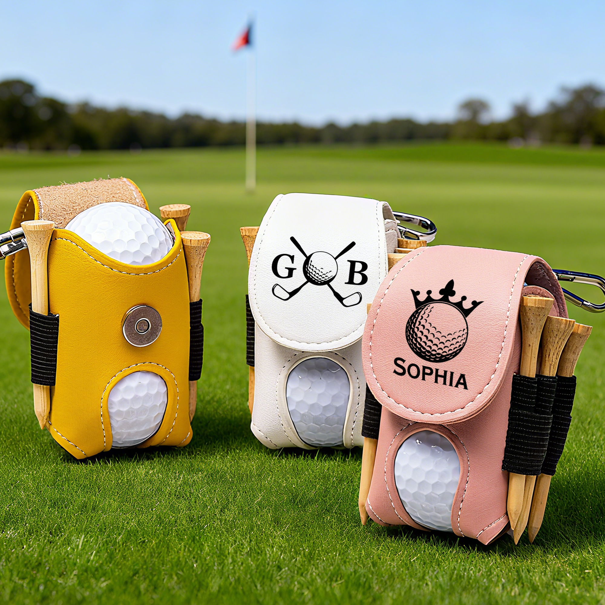 Sac en cuir PU monogrammé avec initiale et nom Accessoires de sport Cadeau d'anniversaire pour les amateurs de golf