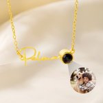 Personalized Photo Projection Necklace with Name Dainty Jewelry Birthday Anniversary Gift for Girlfriend Mother Woman