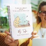 Personalized Classic Winnie the Pooh Spiral A5 Notebook with Text Title and Surname Christmas Birthday Gift for Teachers