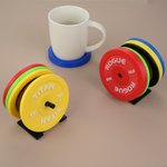 Personalized 3D Printed Non-slip Mixed Colour Bumper Plates Shape Coasters Set of 5 Funny Birthday Gift for Gym Weightlifting Fitness Enthusiasts