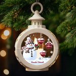 Personalisiertes Schneemann LED-Kerze Ornament mit 1–14 Namen Herz oder Pfotenabdruck Weihnachtsdeko Geschenk für Familie