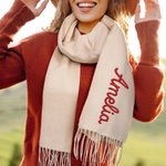 Personalised Super Soft Warm Scarf with Embroidered Name Fashion Accessory Birthday Christmas Gift for Couples Family Women