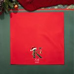 Gepersonaliseerde Kerstmuts Hulst 100% Katoen Herbruikbaar Servet met Naam en Initiaal Tafeldecoratie Kerstcadeau voor Familie