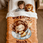 Personalized Stars Moons Clouds Sweet Dream Cartoon Animals Soft Throw Blanket with Name Home Decor Birthday Christmas Gift for Kids