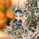 Henkilökohtainen Jääkiekko Urheilu Cartoon Character Akryyli Ornamentti nimi ja numero Home Tree Decor joululahja Jääkiekko pelaaja