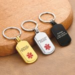Personalisierte Identifikation medizinisches Alarmsymbol ID Tag Schlüsselanhänger mit persönlichen Informationen Notfall Überleben Geburtstag Geschenk für Freunde Familie
