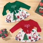 Abito tutù personalizzato con fiocco per il primo Natale della bambina con nome e anno Regalo di Natale per le bambine