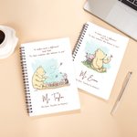 Personalized Classic Winnie the Pooh Spiral A5 Notebook with Text Title and Surname Christmas Birthday Gift for Teachers