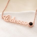 Personalized Photo Projection Necklace with Name Dainty Jewelry Birthday Anniversary Gift for Girlfriend Mother Woman