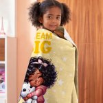 Personalised Cartoon Dream Big Black Boy Girl Soft Throw Blanket with Name Home Decor Christmas Birthday Gift for Boys Girls