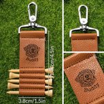 Personalized Pet Photo to Lines PU Leather Golf Tee Holder Bag Tag with Pet Name and 5 Pcs Bamboo Tees Golf Club Birthday Gift for Golf Players