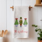 Personlig akvarell julgran Chinoiserie nötknäppare kökshandduk med text köksinredning julklapp för familj vänner