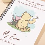 Personalized Classic Winnie the Pooh Spiral A5 Notebook with Text Title and Surname Christmas Birthday Gift for Teachers
