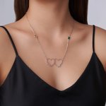 Personalised Double Heart Interlocking Necklace with Birthstone and Name Birthday  Christmas Mother's Day Gift for Mom Wife