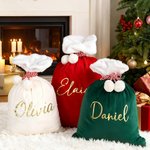 Personalisierte große Kapazität Samt Santa Sack mit Pom Pom Weihnachten Geschenk Tasche mit Namen Geschenk für Kinder Familie