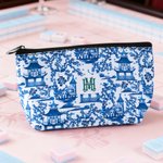 Personalized Chinoiserie Monogrammed Mahjong Tiles Pouch Makeup Bag with Initials Travel Accessory Christmas Birthday Gift for Mahjong Lovers