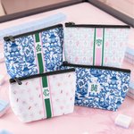 Personalized Chinoiserie Monogrammed Mahjong Tiles Pouch Makeup Bag with Initials Travel Accessory Christmas Birthday Gift for Mahjong Lovers