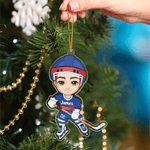 Henkilökohtainen Jääkiekko Urheilu Cartoon Character Akryyli Ornamentti nimi ja numero Home Tree Decor joululahja Jääkiekko pelaaja