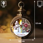 Personalisiertes Schneemann LED-Kerze Ornament mit 1–14 Namen Herz oder Pfotenabdruck Weihnachtsdeko Geschenk für Familie