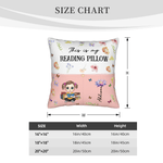 Personalised Birth Flower Cartoon Reading  Character Multicolour Cushion Cover with Name Home Decor Birthday Gift for Family Bookworms