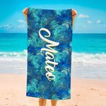 Personalized Waves Tie Dye Quick Dry Beach Towel with Name Travel Essentials Beach Party Birthday Gift for Women Men