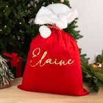Personalisierte große Kapazität Samt Santa Sack mit Pom Pom Weihnachten Geschenk Tasche mit Namen Geschenk für Kinder Familie