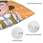 Personalized Cute Kid Cartoon Character Throw Pillow Cover with Name Home Decor Christmas Birthday Gift for Boys Girls