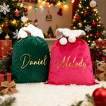 Personalisierte große Kapazität Samt Santa Sack mit Pom Pom Weihnachten Geschenk Tasche mit Namen Geschenk für Kinder Familie