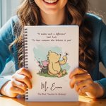 Personalized Classic Winnie the Pooh Spiral A5 Notebook with Text Title and Surname Christmas Birthday Gift for Teachers