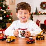 Personalised Dinosaur Lorry Multicolour 12 oz Enamel Mug with Name Birthday Christmas Gift for Kids Dinosaur Lorry Lovers