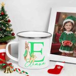 Personalised Cute Easter Peter Rabbit Bunny 12oz Enamel Mug with Initial and Name Christmas Back to School Birthday Gift for Kids