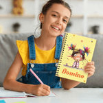 Personalized Cute Cartoon Quirky Girl A5 Spiral Notebook with Name and 120 Lined Pages Christmas Birthday Gift for Women Girls