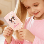 Personalised Cute Cartoon Quirky Girl Paddle Air Cushion Comb with Name and Handle Ribbon Makeup Tool Christmas Birthday Gift for Women Girls