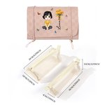 Personalised Birth Flower Cartoon Character 4-In-1 PU Leather Makeup Bag with Name Travel Essentials Wedding Party Birthday Gift for Women