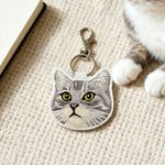Personalised Embroidered Pet Face Photo Design Bag Tag Keychain Cute Accessory Birthday Christmas Gift for Pet Owners Lovers