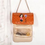 Personalised Birth Flower Cartoon Character 4-In-1 PU Leather Makeup Bag with Name Travel Essentials Wedding Party Birthday Gift for Women