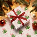 Personalisierte Coquette Bogen rosa Weihnachtsbaum Geschenkpapier mit Namen Geschenk Dekoration Weihnachten Party Favors für Mädchen