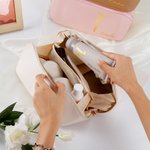 Personalised Birth Flower PU Leather Makeup Bag with Name Birthday Anniversary Gift for Her