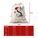 Personalisierter Weihnachtsmütze Initiale Geschenkbeutel aus Canvas mit Kordelzug Namen und Text Weihnachtsgeschenk für Familie Kinder