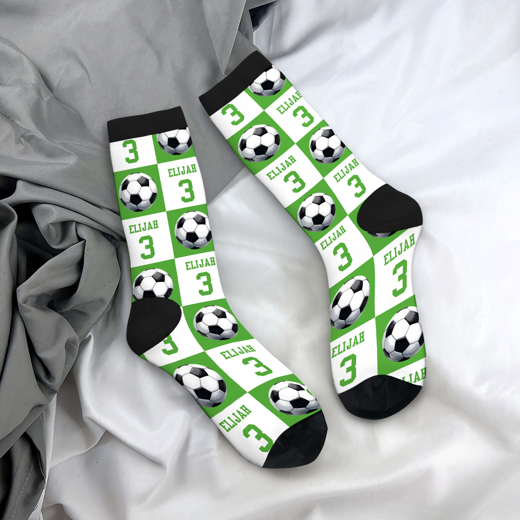 Chaussettes personnalisées Badminton Volleyball Sport Check Soft Breathable Crew Mid-Calf Socks with Name Birthday Anniversary Gift for Sport Lovers (Cadeau d'anniversaire pour les amoureux du sport)