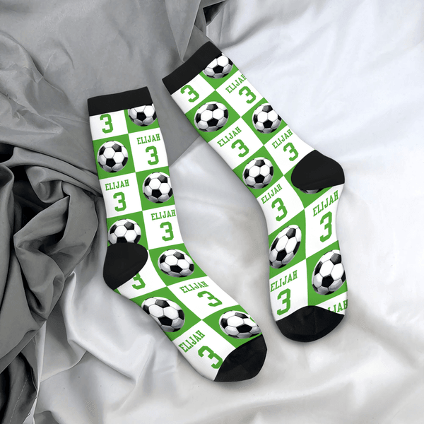 Personalised Badminton Volleyball Sport Check Soft Breathable Crew Mid-Calf Socks with Name Birthday Anniversary Gift for Sport Lovers